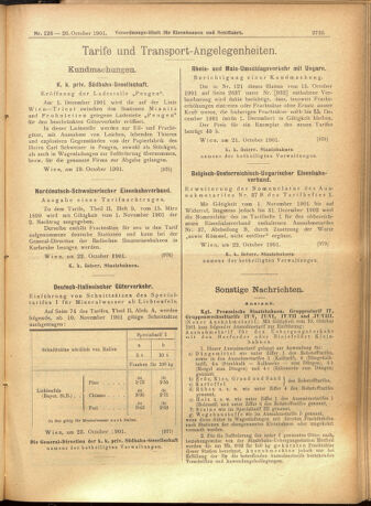 Verordnungs-Blatt für Eisenbahnen und Schiffahrt: Veröffentlichungen in Tarif- und Transport-Angelegenheiten 19011026 Seite: 11