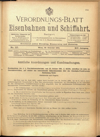 Verordnungs-Blatt für Eisenbahnen und Schiffahrt: Veröffentlichungen in Tarif- und Transport-Angelegenheiten 19011029 Seite: 1