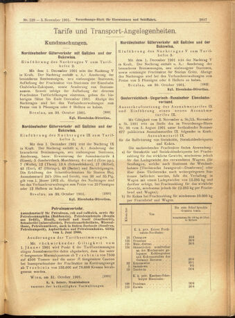 Verordnungs-Blatt für Eisenbahnen und Schiffahrt: Veröffentlichungen in Tarif- und Transport-Angelegenheiten 19011105 Seite: 11