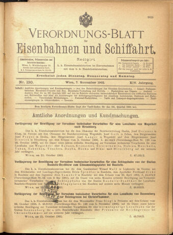 Verordnungs-Blatt für Eisenbahnen und Schiffahrt: Veröffentlichungen in Tarif- und Transport-Angelegenheiten 19011107 Seite: 1