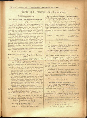 Verordnungs-Blatt für Eisenbahnen und Schiffahrt: Veröffentlichungen in Tarif- und Transport-Angelegenheiten 19011107 Seite: 15