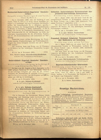 Verordnungs-Blatt für Eisenbahnen und Schiffahrt: Veröffentlichungen in Tarif- und Transport-Angelegenheiten 19011107 Seite: 16