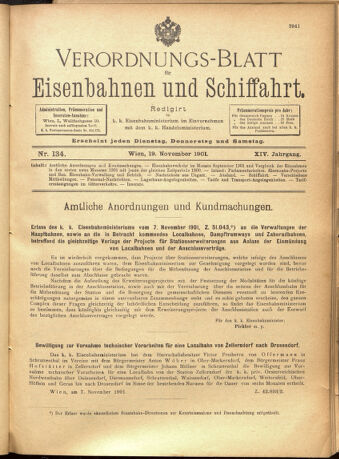 Verordnungs-Blatt für Eisenbahnen und Schiffahrt: Veröffentlichungen in Tarif- und Transport-Angelegenheiten 19011119 Seite: 1