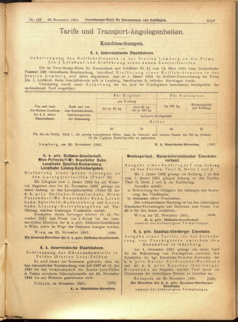 Verordnungs-Blatt für Eisenbahnen und Schiffahrt: Veröffentlichungen in Tarif- und Transport-Angelegenheiten 19011130 Seite: 9