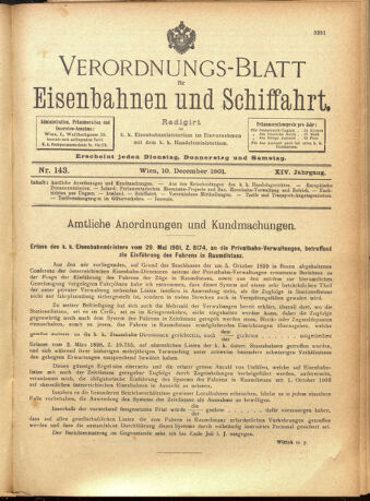 Verordnungs-Blatt für Eisenbahnen und Schiffahrt: Veröffentlichungen in Tarif- und Transport-Angelegenheiten 19011210 Seite: 1