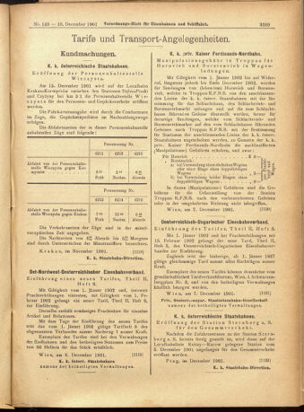 Verordnungs-Blatt für Eisenbahnen und Schiffahrt: Veröffentlichungen in Tarif- und Transport-Angelegenheiten 19011210 Seite: 9