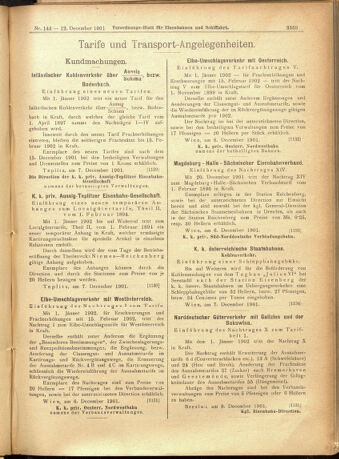 Verordnungs-Blatt für Eisenbahnen und Schiffahrt: Veröffentlichungen in Tarif- und Transport-Angelegenheiten 19011212 Seite: 9