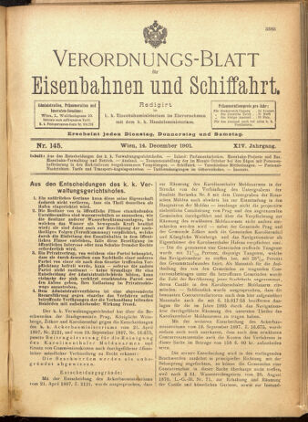 Verordnungs-Blatt für Eisenbahnen und Schiffahrt: Veröffentlichungen in Tarif- und Transport-Angelegenheiten 19011214 Seite: 1