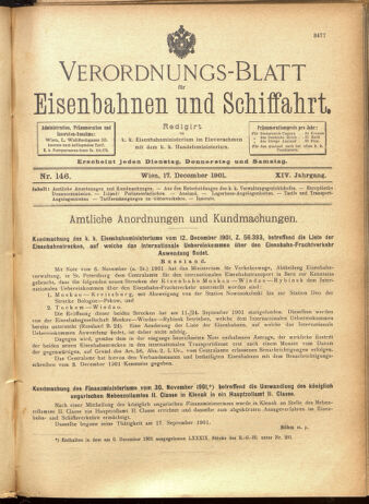 Verordnungs-Blatt für Eisenbahnen und Schiffahrt: Veröffentlichungen in Tarif- und Transport-Angelegenheiten