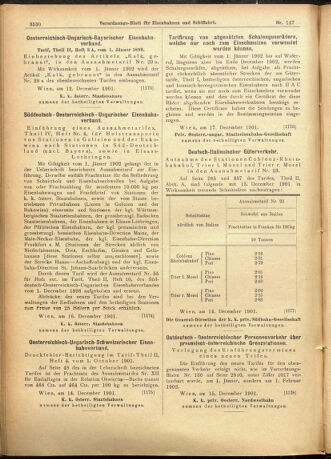 Verordnungs-Blatt für Eisenbahnen und Schiffahrt: Veröffentlichungen in Tarif- und Transport-Angelegenheiten 19011219 Seite: 6