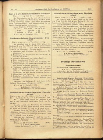 Verordnungs-Blatt für Eisenbahnen und Schiffahrt: Veröffentlichungen in Tarif- und Transport-Angelegenheiten 19011219 Seite: 7