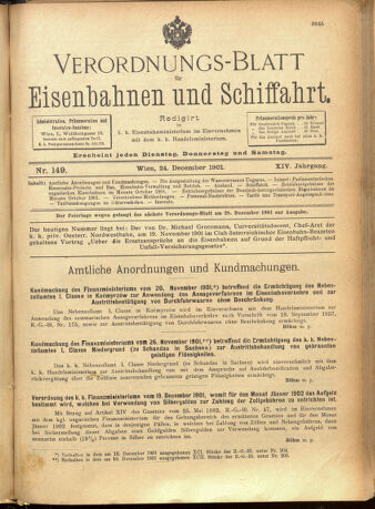 Verordnungs-Blatt für Eisenbahnen und Schiffahrt: Veröffentlichungen in Tarif- und Transport-Angelegenheiten 19011224 Seite: 1