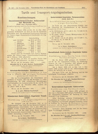 Verordnungs-Blatt für Eisenbahnen und Schiffahrt: Veröffentlichungen in Tarif- und Transport-Angelegenheiten 19011224 Seite: 17