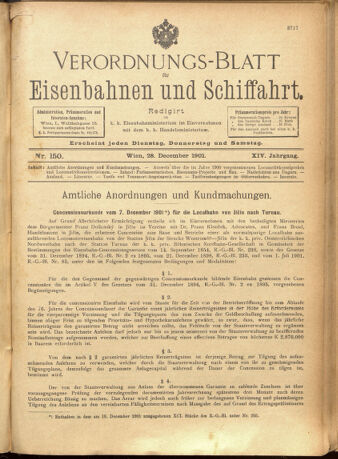 Verordnungs-Blatt für Eisenbahnen und Schiffahrt: Veröffentlichungen in Tarif- und Transport-Angelegenheiten 19011228 Seite: 1