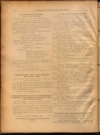 Verordnungs-Blatt für Eisenbahnen und Schiffahrt: Veröffentlichungen in Tarif- und Transport-Angelegenheiten 19020104 Seite: 10