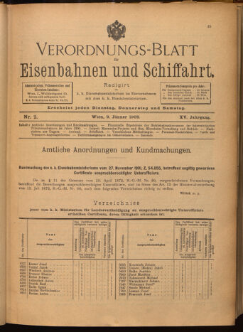 Verordnungs-Blatt für Eisenbahnen und Schiffahrt: Veröffentlichungen in Tarif- und Transport-Angelegenheiten 19020109 Seite: 1