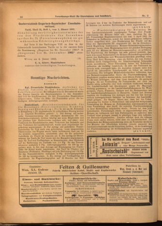 Verordnungs-Blatt für Eisenbahnen und Schiffahrt: Veröffentlichungen in Tarif- und Transport-Angelegenheiten 19020109 Seite: 12