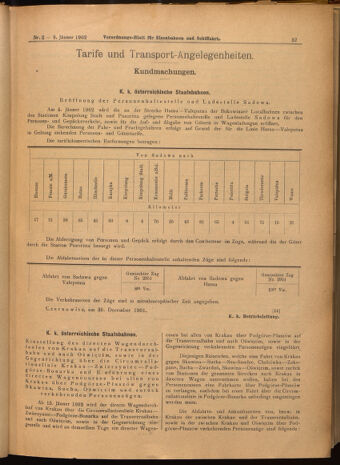 Verordnungs-Blatt für Eisenbahnen und Schiffahrt: Veröffentlichungen in Tarif- und Transport-Angelegenheiten 19020109 Seite: 9