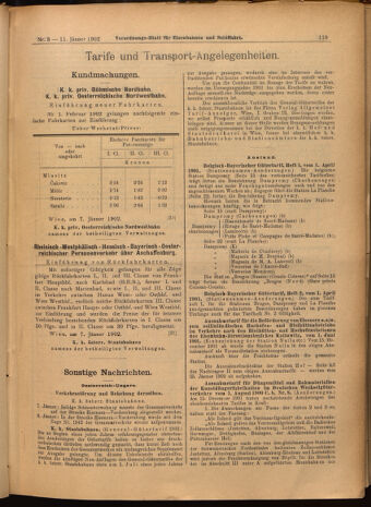 Verordnungs-Blatt für Eisenbahnen und Schiffahrt: Veröffentlichungen in Tarif- und Transport-Angelegenheiten 19020111 Seite: 15