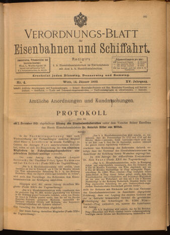 Verordnungs-Blatt für Eisenbahnen und Schiffahrt: Veröffentlichungen in Tarif- und Transport-Angelegenheiten 19020114 Seite: 1