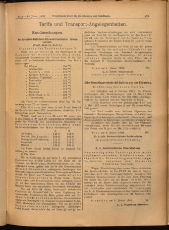 Verordnungs-Blatt für Eisenbahnen und Schiffahrt: Veröffentlichungen in Tarif- und Transport-Angelegenheiten 19020114 Seite: 13