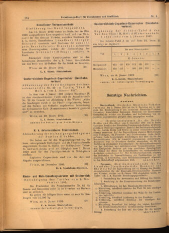 Verordnungs-Blatt für Eisenbahnen und Schiffahrt: Veröffentlichungen in Tarif- und Transport-Angelegenheiten 19020114 Seite: 14