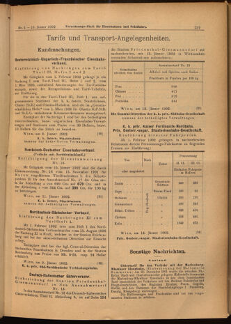 Verordnungs-Blatt für Eisenbahnen und Schiffahrt: Veröffentlichungen in Tarif- und Transport-Angelegenheiten 19020116 Seite: 7