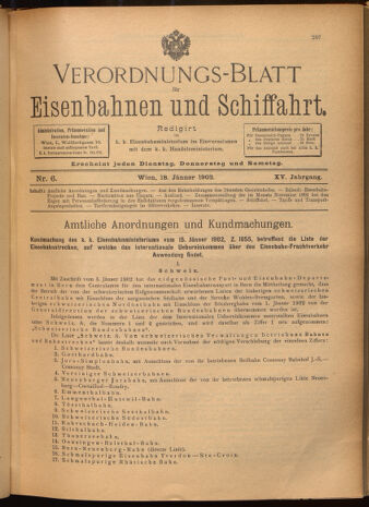 Verordnungs-Blatt für Eisenbahnen und Schiffahrt: Veröffentlichungen in Tarif- und Transport-Angelegenheiten 19020118 Seite: 1