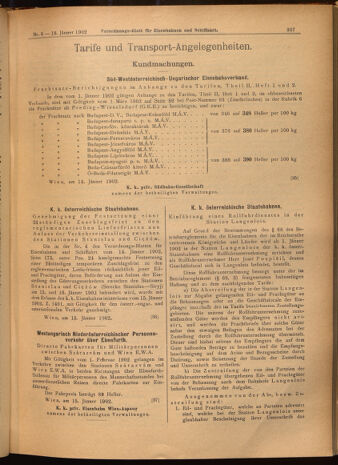 Verordnungs-Blatt für Eisenbahnen und Schiffahrt: Veröffentlichungen in Tarif- und Transport-Angelegenheiten 19020118 Seite: 11