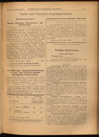 Verordnungs-Blatt für Eisenbahnen und Schiffahrt: Veröffentlichungen in Tarif- und Transport-Angelegenheiten 19020125 Seite: 11