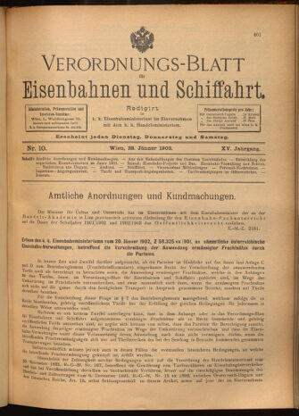 Verordnungs-Blatt für Eisenbahnen und Schiffahrt: Veröffentlichungen in Tarif- und Transport-Angelegenheiten 19020128 Seite: 1