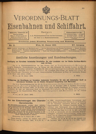 Verordnungs-Blatt für Eisenbahnen und Schiffahrt: Veröffentlichungen in Tarif- und Transport-Angelegenheiten 19020130 Seite: 1