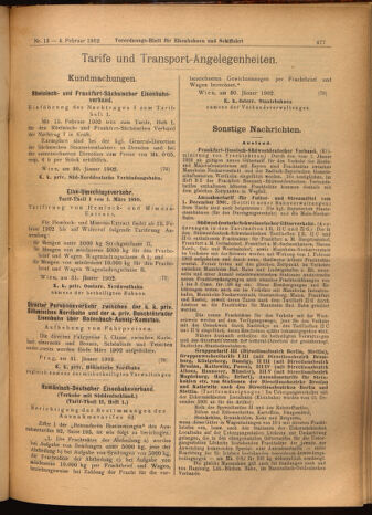 Verordnungs-Blatt für Eisenbahnen und Schiffahrt: Veröffentlichungen in Tarif- und Transport-Angelegenheiten 19020204 Seite: 9