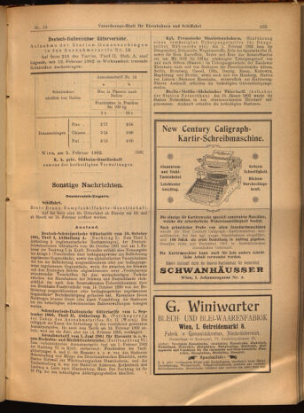 Verordnungs-Blatt für Eisenbahnen und Schiffahrt: Veröffentlichungen in Tarif- und Transport-Angelegenheiten 19020211 Seite: 11