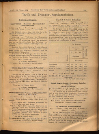 Verordnungs-Blatt für Eisenbahnen und Schiffahrt: Veröffentlichungen in Tarif- und Transport-Angelegenheiten 19020213 Seite: 7