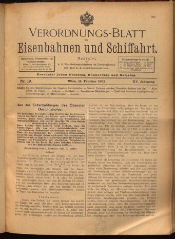 Verordnungs-Blatt für Eisenbahnen und Schiffahrt: Veröffentlichungen in Tarif- und Transport-Angelegenheiten