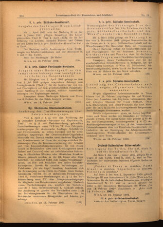 Verordnungs-Blatt für Eisenbahnen und Schiffahrt: Veröffentlichungen in Tarif- und Transport-Angelegenheiten 19020218 Seite: 12