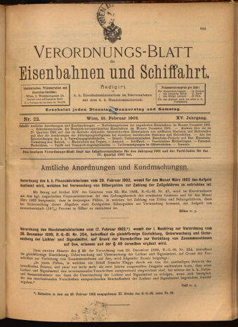 Verordnungs-Blatt für Eisenbahnen und Schiffahrt: Veröffentlichungen in Tarif- und Transport-Angelegenheiten 19020225 Seite: 1