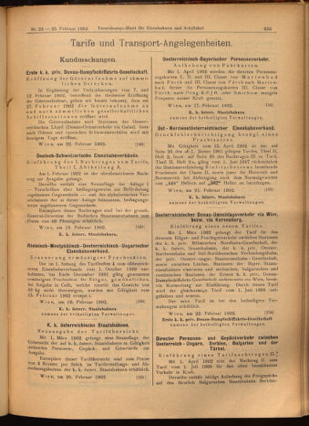 Verordnungs-Blatt für Eisenbahnen und Schiffahrt: Veröffentlichungen in Tarif- und Transport-Angelegenheiten 19020225 Seite: 21