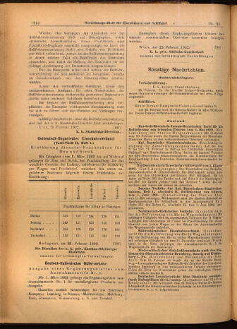 Verordnungs-Blatt für Eisenbahnen und Schiffahrt: Veröffentlichungen in Tarif- und Transport-Angelegenheiten 19020227 Seite: 14