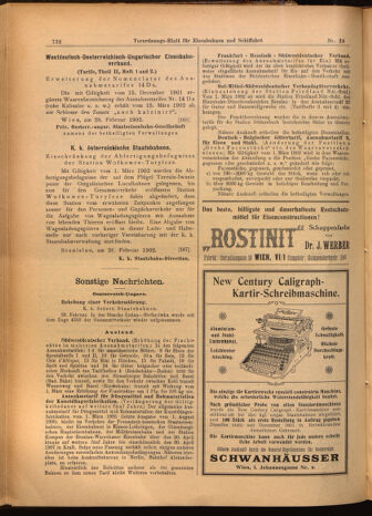 Verordnungs-Blatt für Eisenbahnen und Schiffahrt: Veröffentlichungen in Tarif- und Transport-Angelegenheiten 19020301 Seite: 16