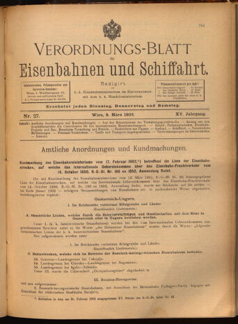 Verordnungs-Blatt für Eisenbahnen und Schiffahrt: Veröffentlichungen in Tarif- und Transport-Angelegenheiten