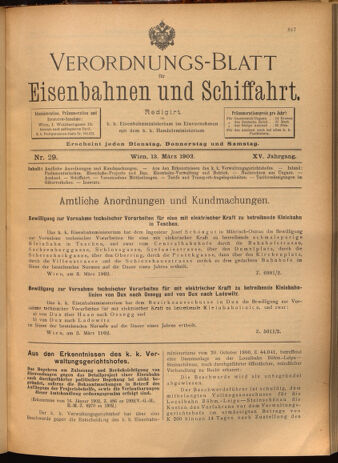 Verordnungs-Blatt für Eisenbahnen und Schiffahrt: Veröffentlichungen in Tarif- und Transport-Angelegenheiten 19020313 Seite: 1