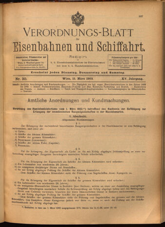 Verordnungs-Blatt für Eisenbahnen und Schiffahrt: Veröffentlichungen in Tarif- und Transport-Angelegenheiten 19020315 Seite: 1