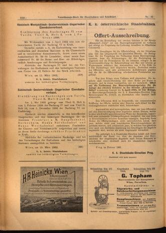 Verordnungs-Blatt für Eisenbahnen und Schiffahrt: Veröffentlichungen in Tarif- und Transport-Angelegenheiten 19020315 Seite: 16