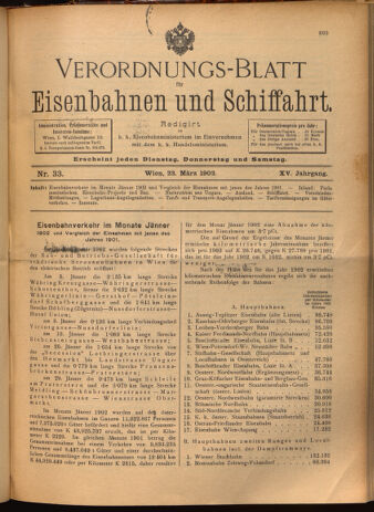 Verordnungs-Blatt für Eisenbahnen und Schiffahrt: Veröffentlichungen in Tarif- und Transport-Angelegenheiten 19020322 Seite: 1