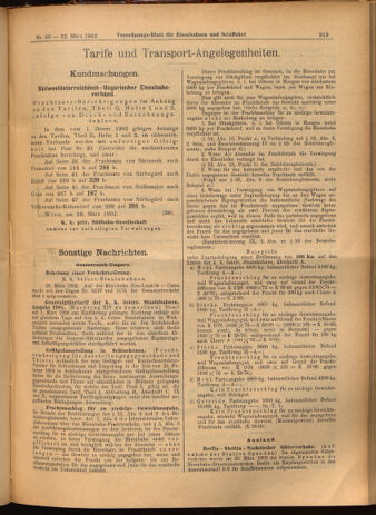 Verordnungs-Blatt für Eisenbahnen und Schiffahrt: Veröffentlichungen in Tarif- und Transport-Angelegenheiten 19020322 Seite: 21