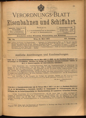 Verordnungs-Blatt für Eisenbahnen und Schiffahrt: Veröffentlichungen in Tarif- und Transport-Angelegenheiten 19020325 Seite: 1