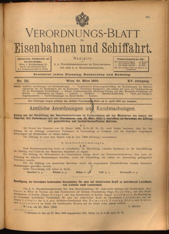 Verordnungs-Blatt für Eisenbahnen und Schiffahrt: Veröffentlichungen in Tarif- und Transport-Angelegenheiten 19020329 Seite: 1