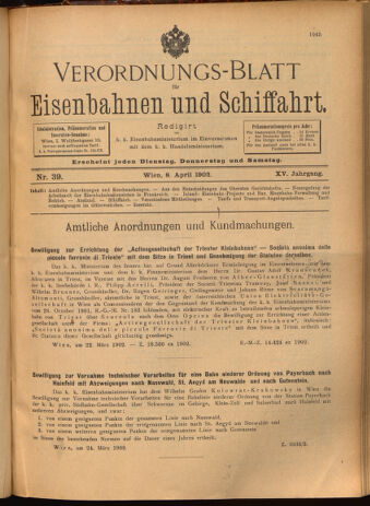 Verordnungs-Blatt für Eisenbahnen und Schiffahrt: Veröffentlichungen in Tarif- und Transport-Angelegenheiten 19020408 Seite: 1